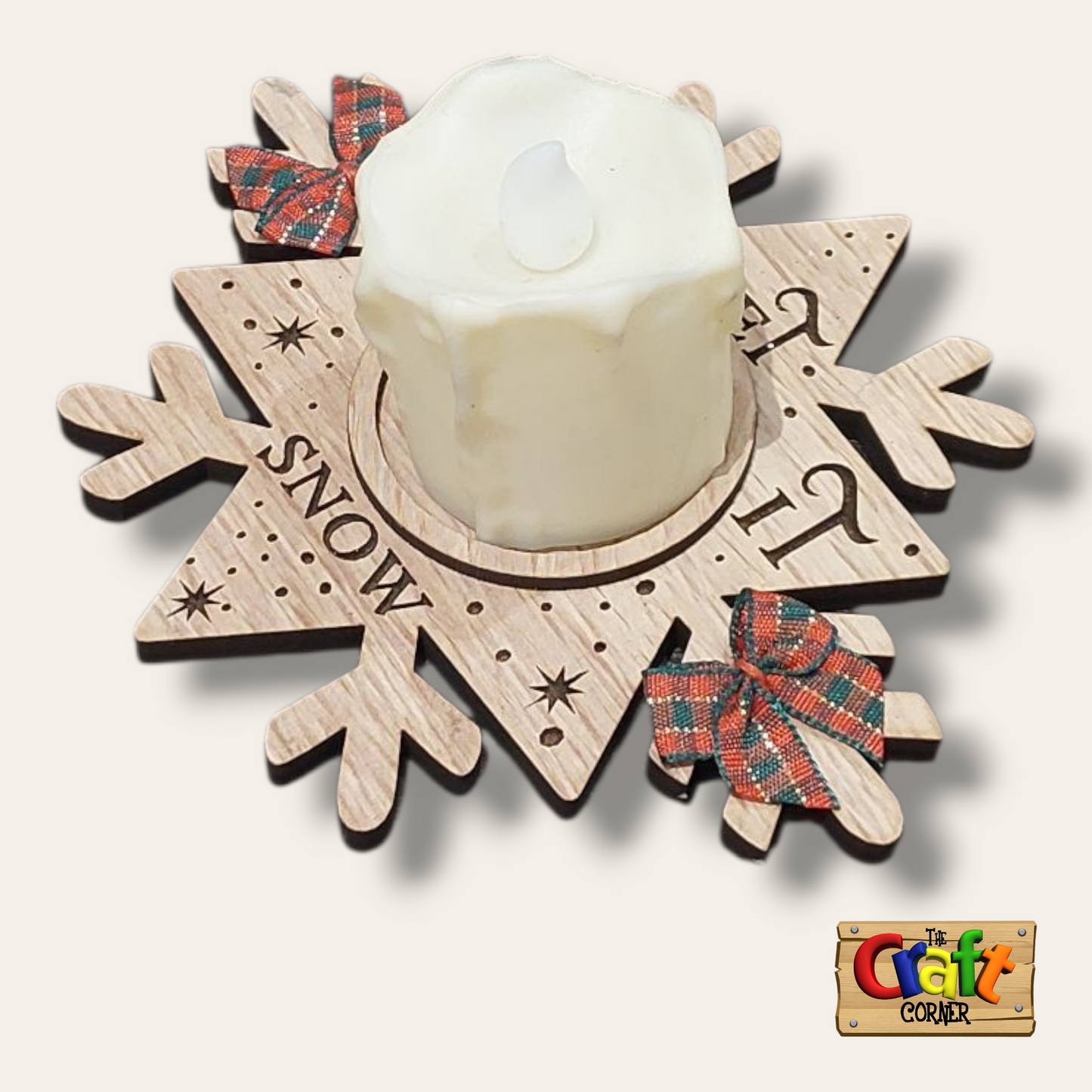 Candle holder: Wooden snowflake