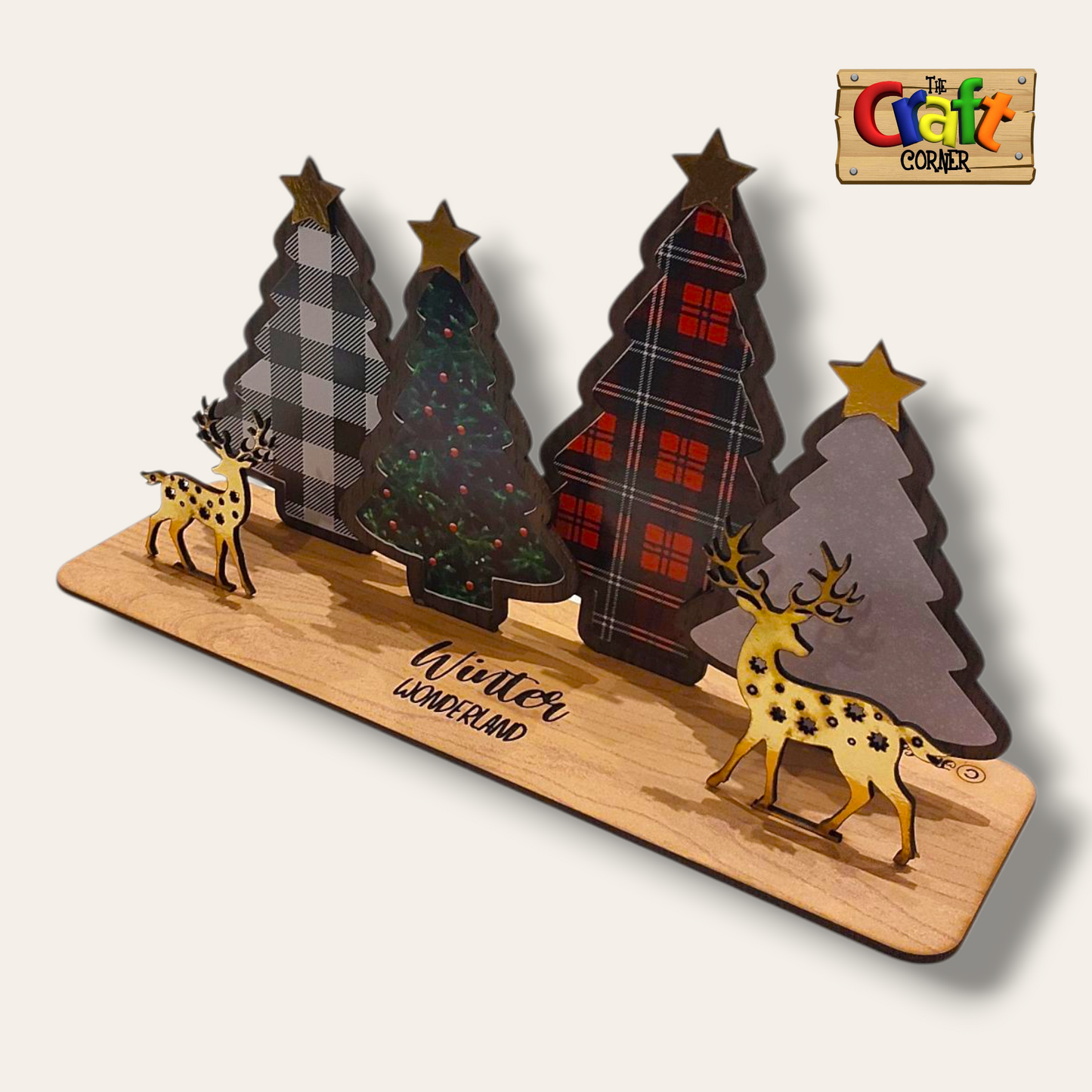 Christmas tree: Plaid printed 3D Christmas tree stand