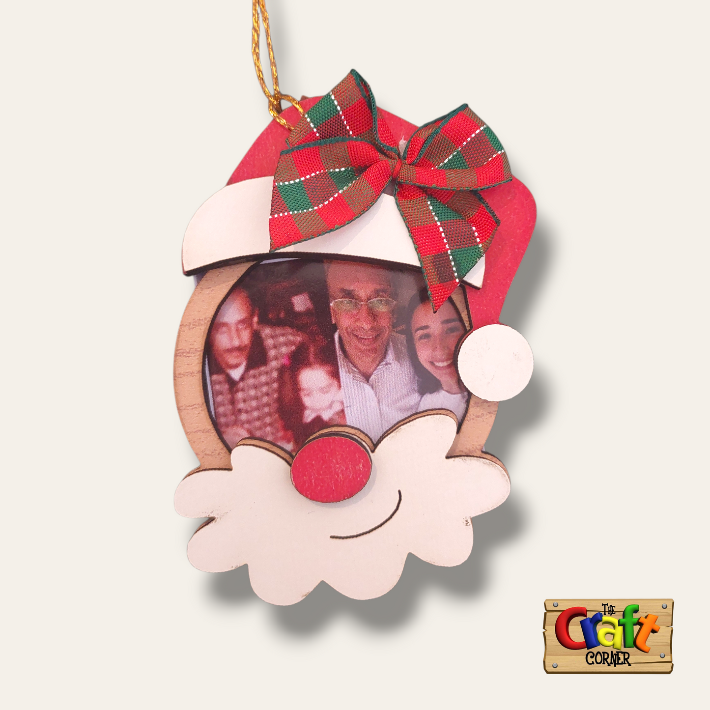 Ornament: Personalized Picture frame Wooden Santa face