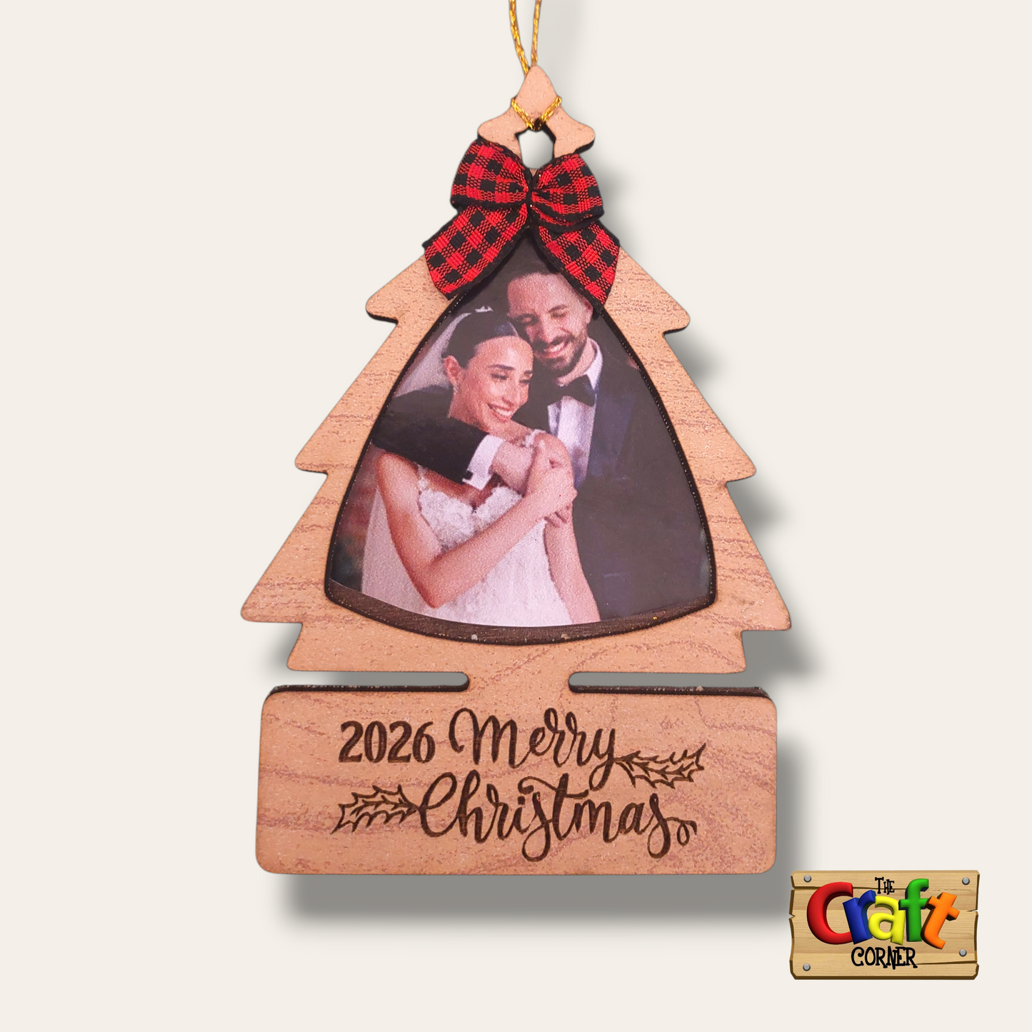 Ornament: Personalized Picture frame Wooden Christmas tree