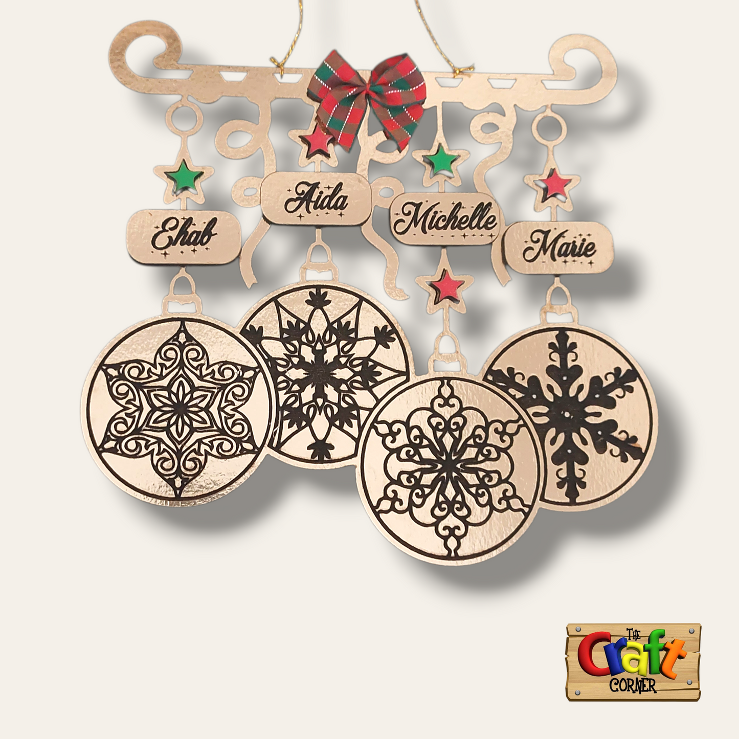 Ornament/wall decor: Family personalized Christmas golden ornament