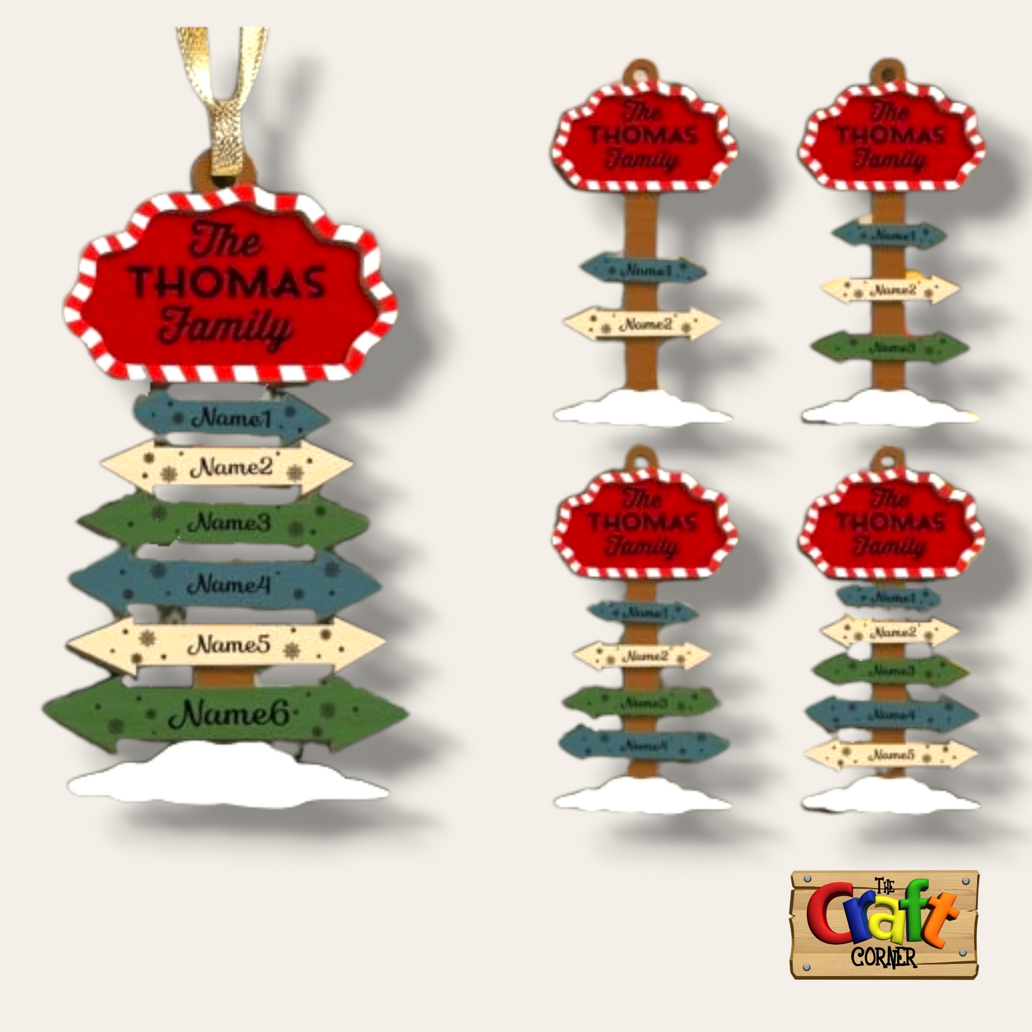 Ornament/Wall decor: Family personalized Christmas signs