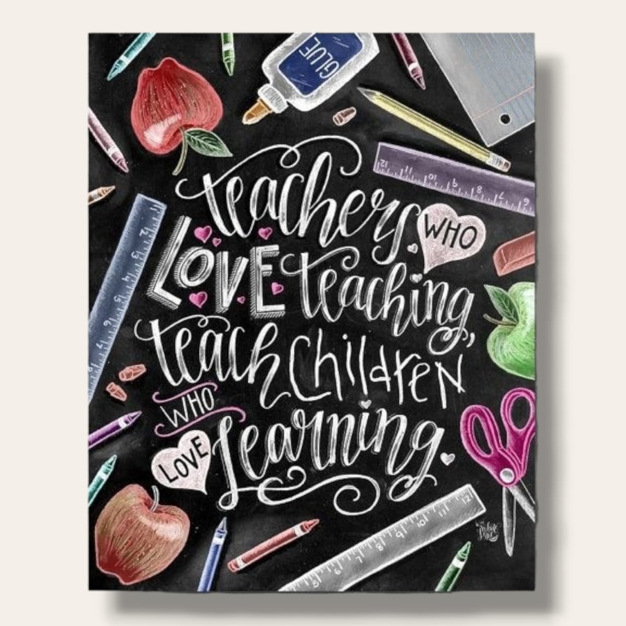 Personalized message Teacher printed poster