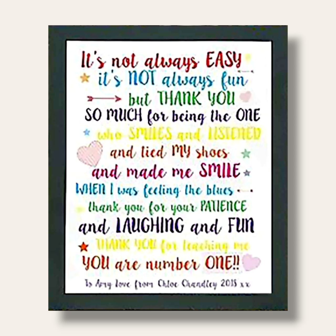 Personalized teacher wooden board (framed)