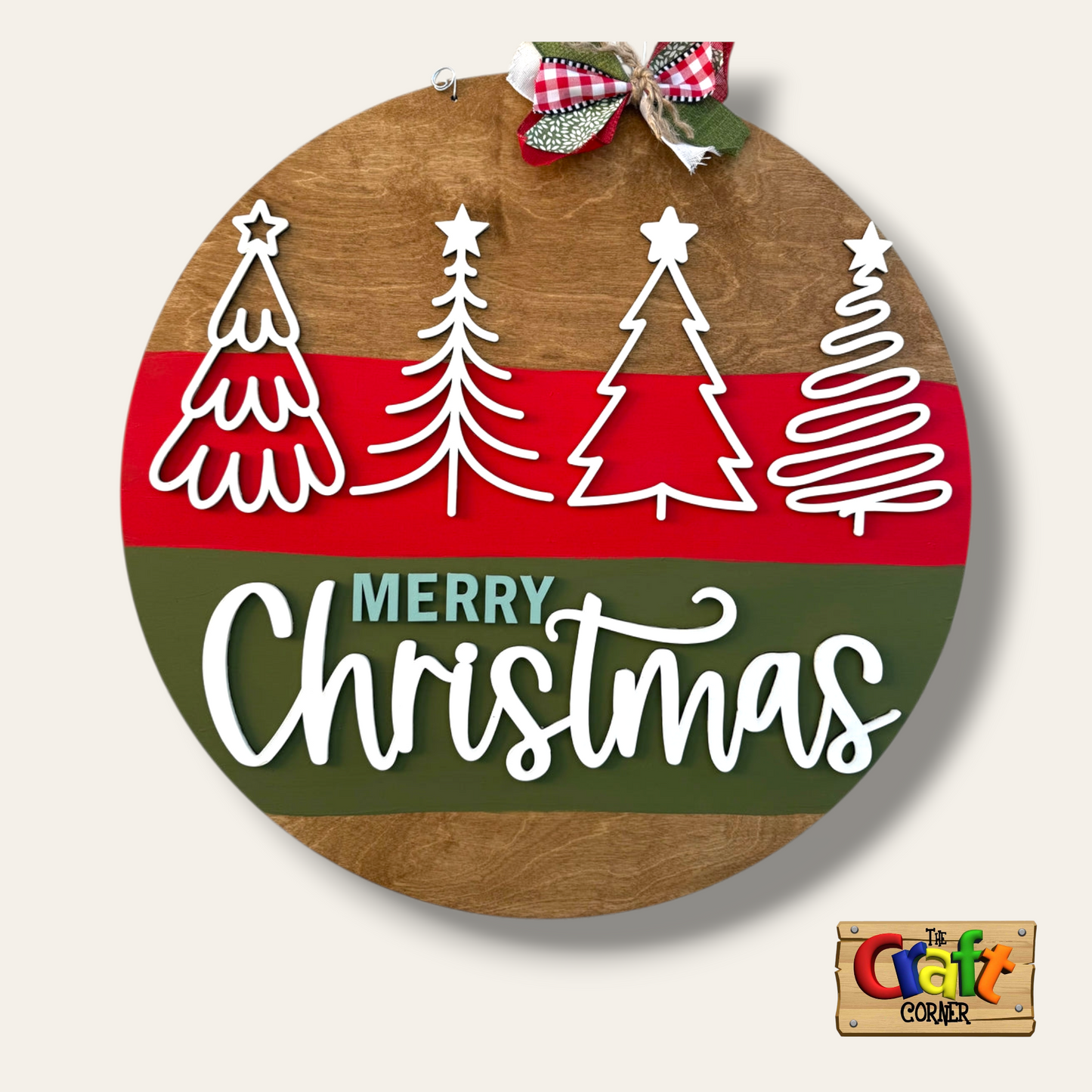 Christmas sign (merry Christmas plaid buffallo trees)