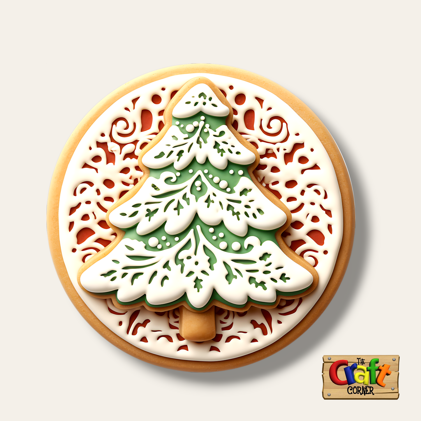 Coaster: Wooden 2D printed Christmas coaster set (Vintage trees 2)