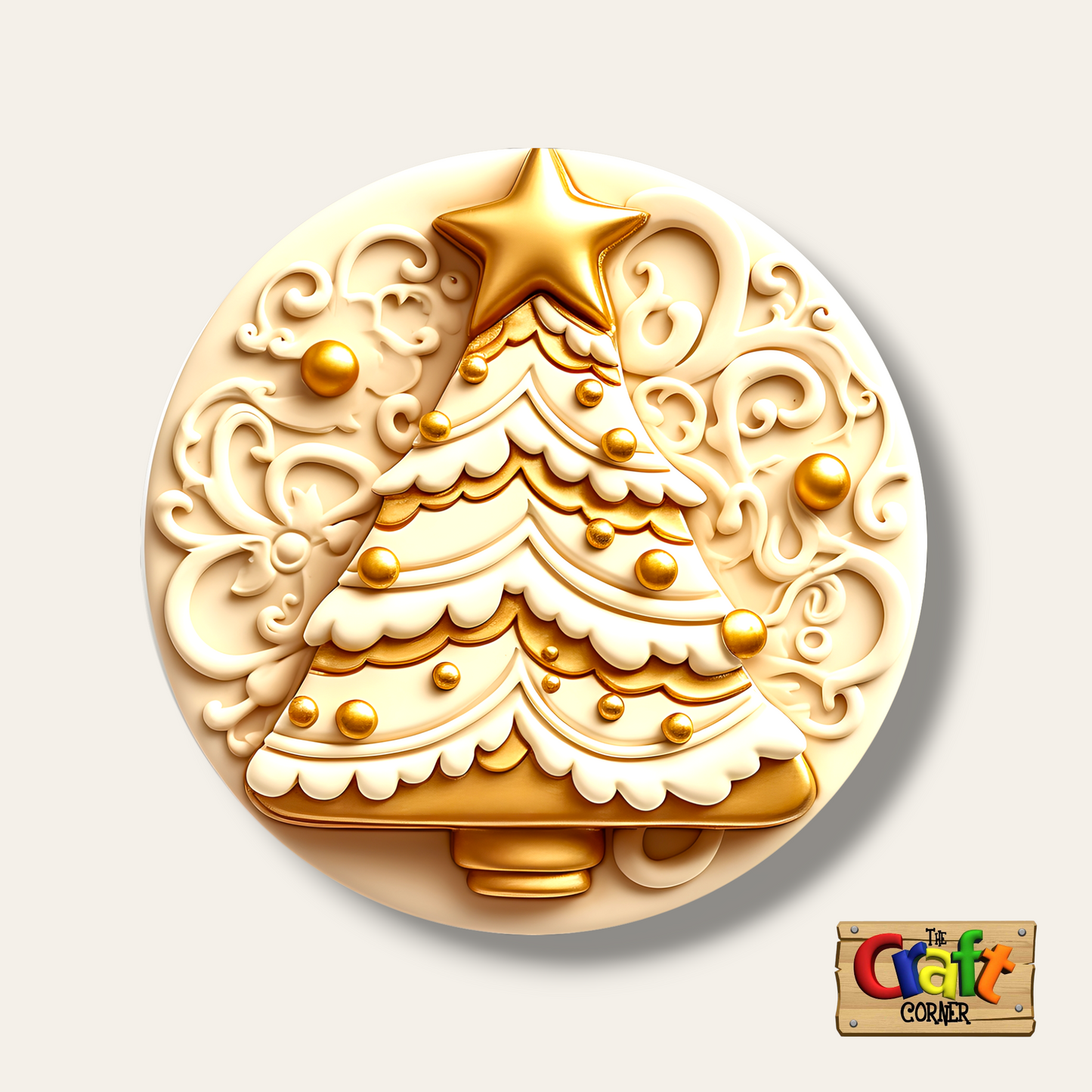 Coaster: Wooden 2D printed Christmas coaster set (Vintage trees 3)