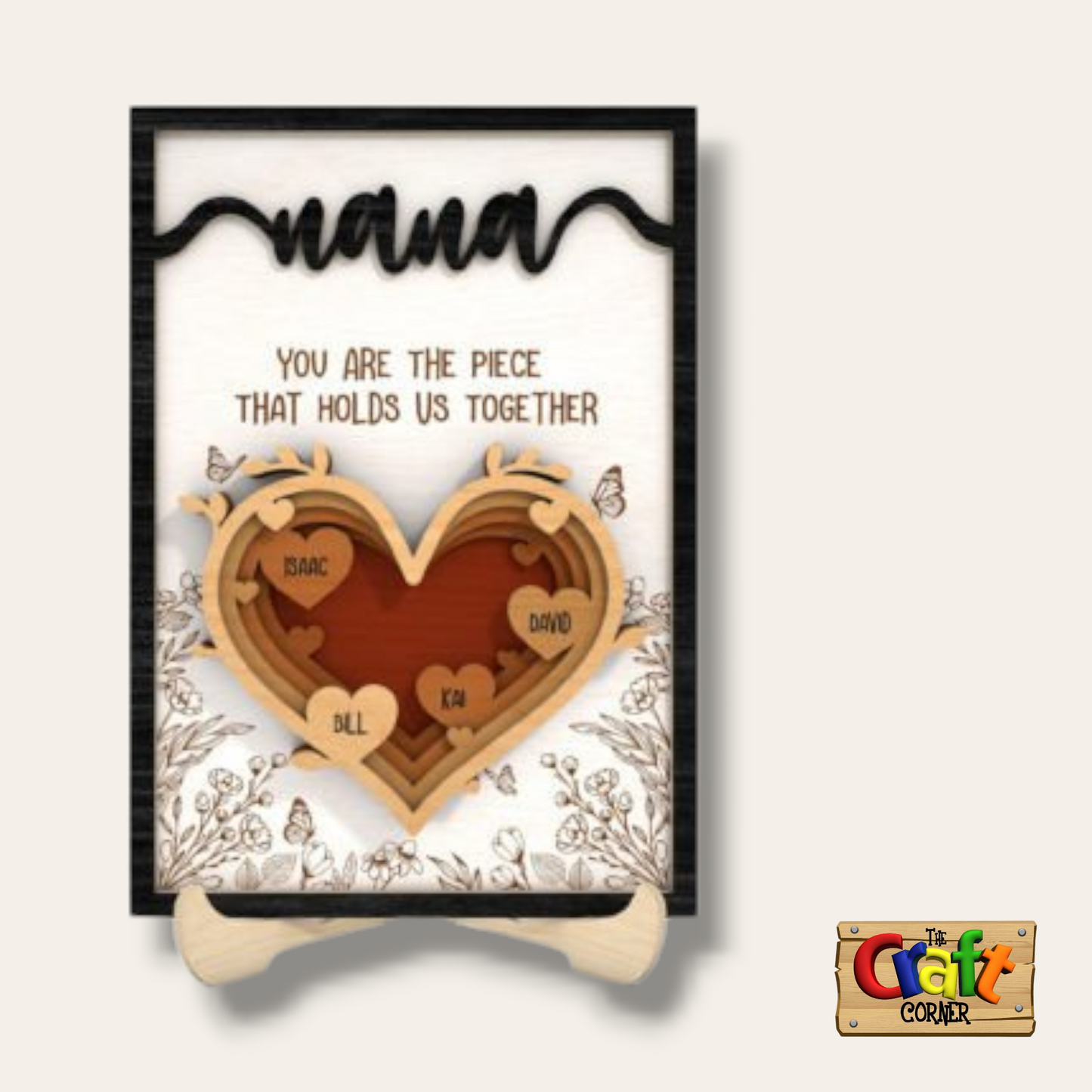 Stand: Layered wooden heart board