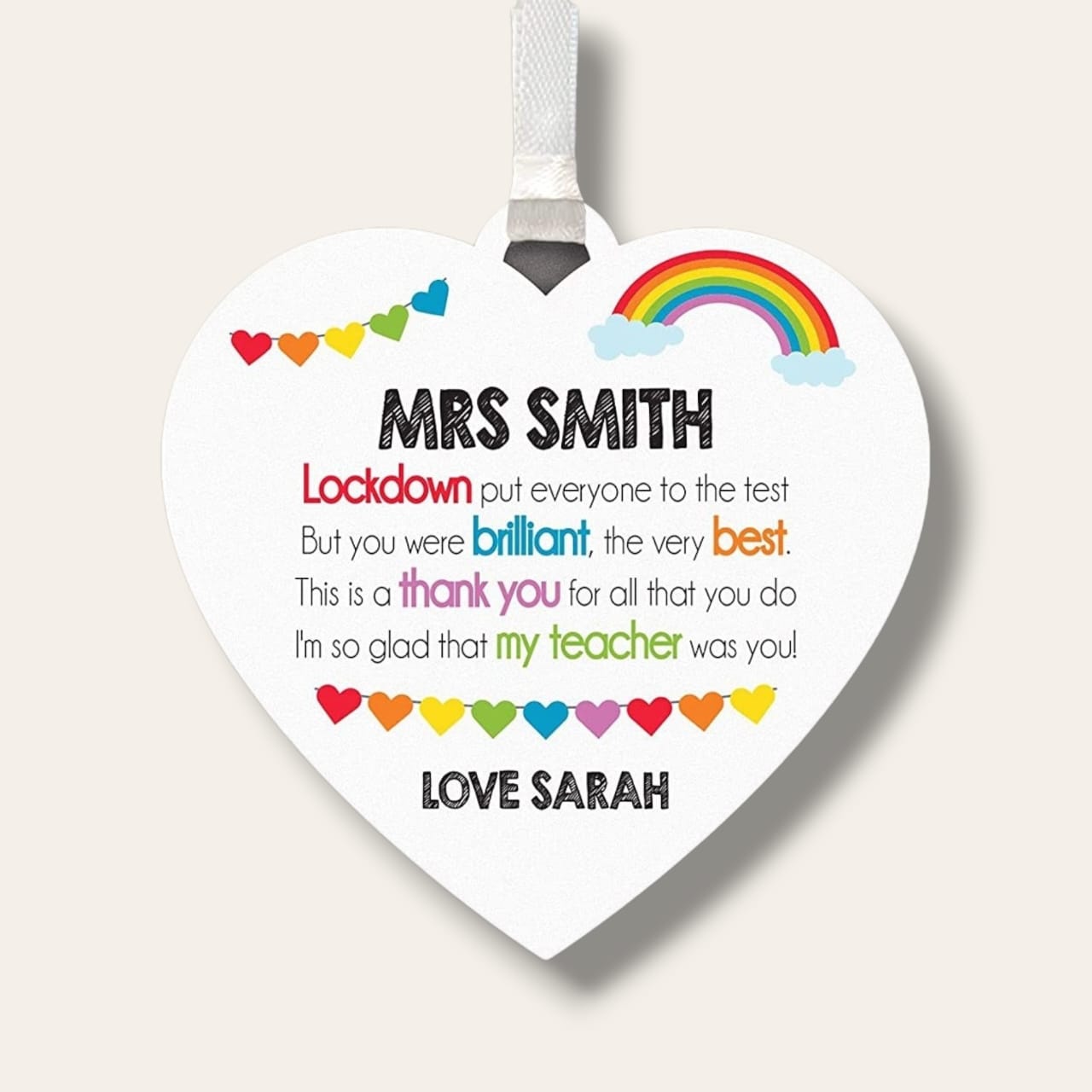 Wooden heart personalized TEACHER plaque