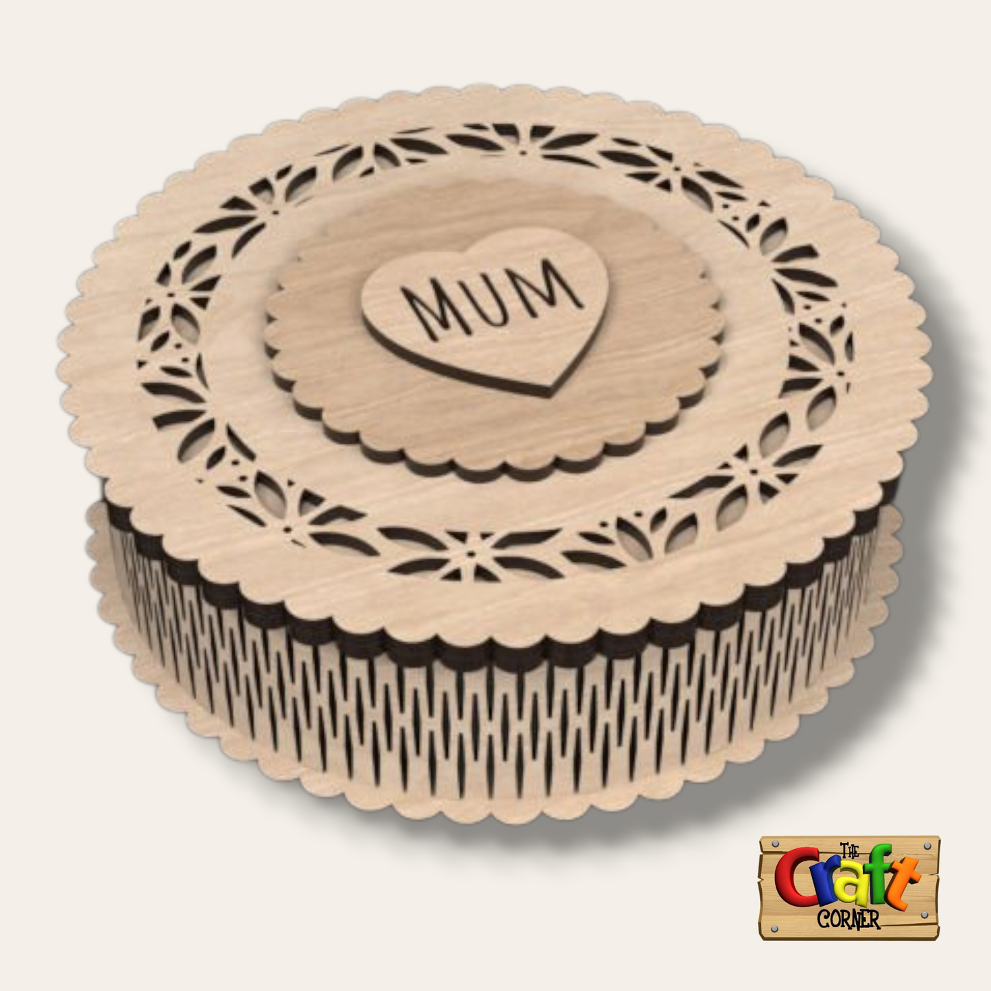 Box: Mum round box with lid