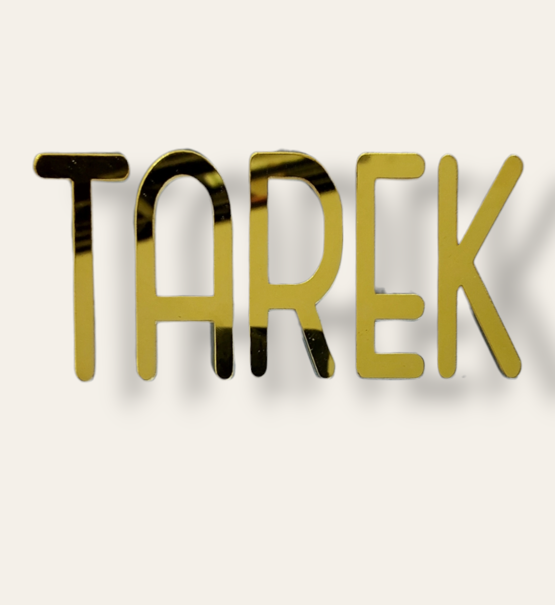 Mirror acrylic topper (gold) "Name" with back stick