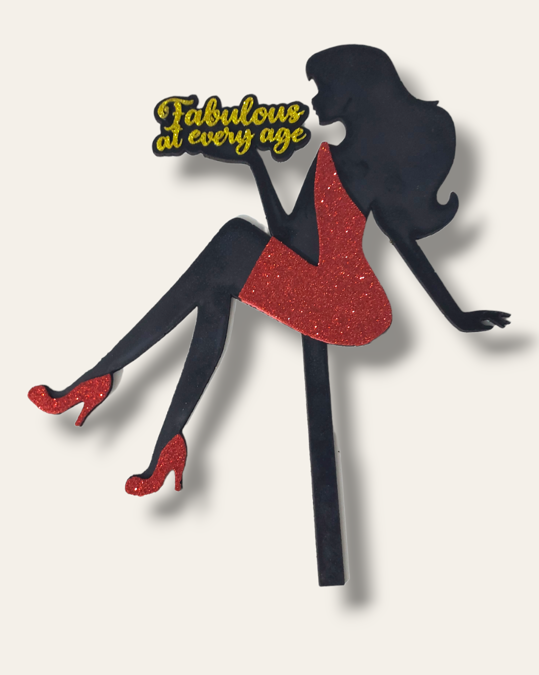 Layered wood topper "sitting lady"