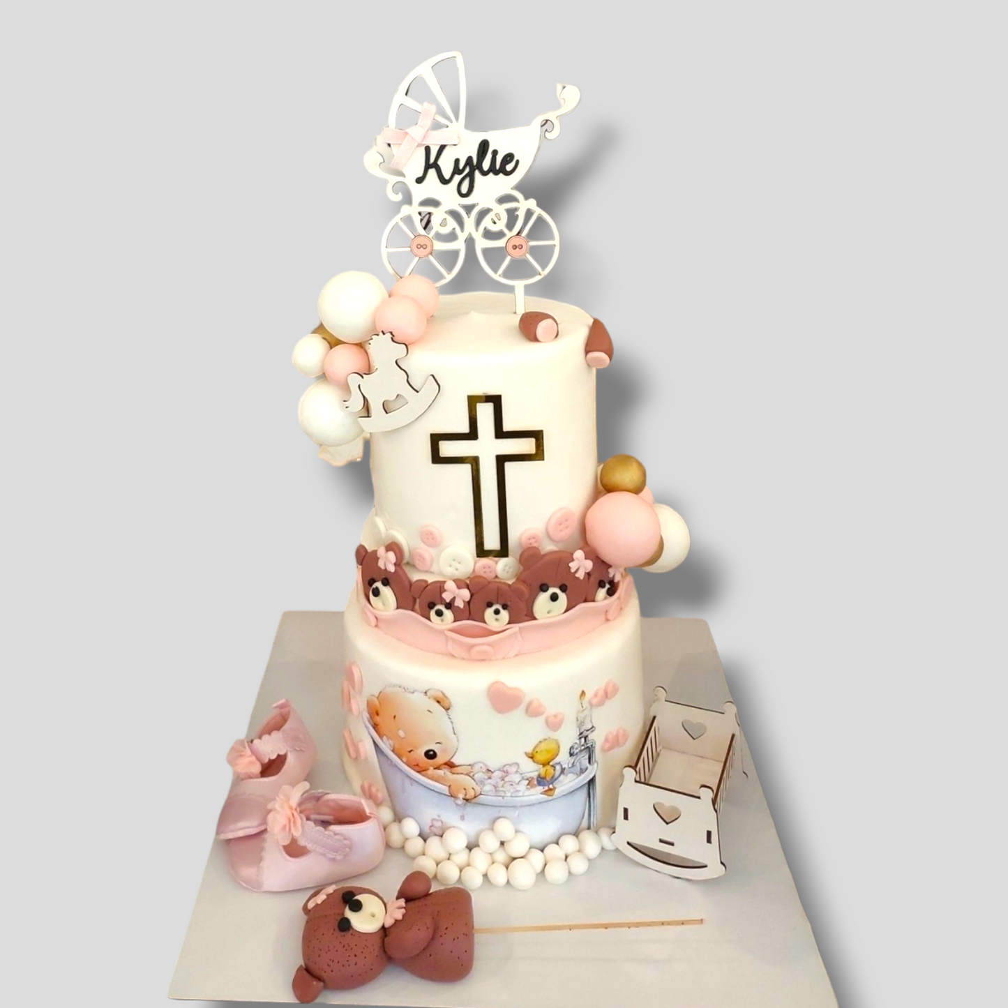 Layered wood topper "Baby Carriage"