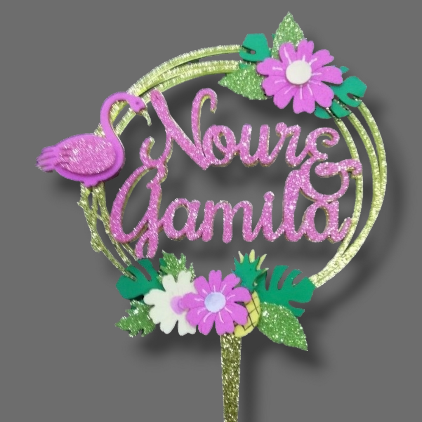 Glittery layered acrylic topper "flower ring"