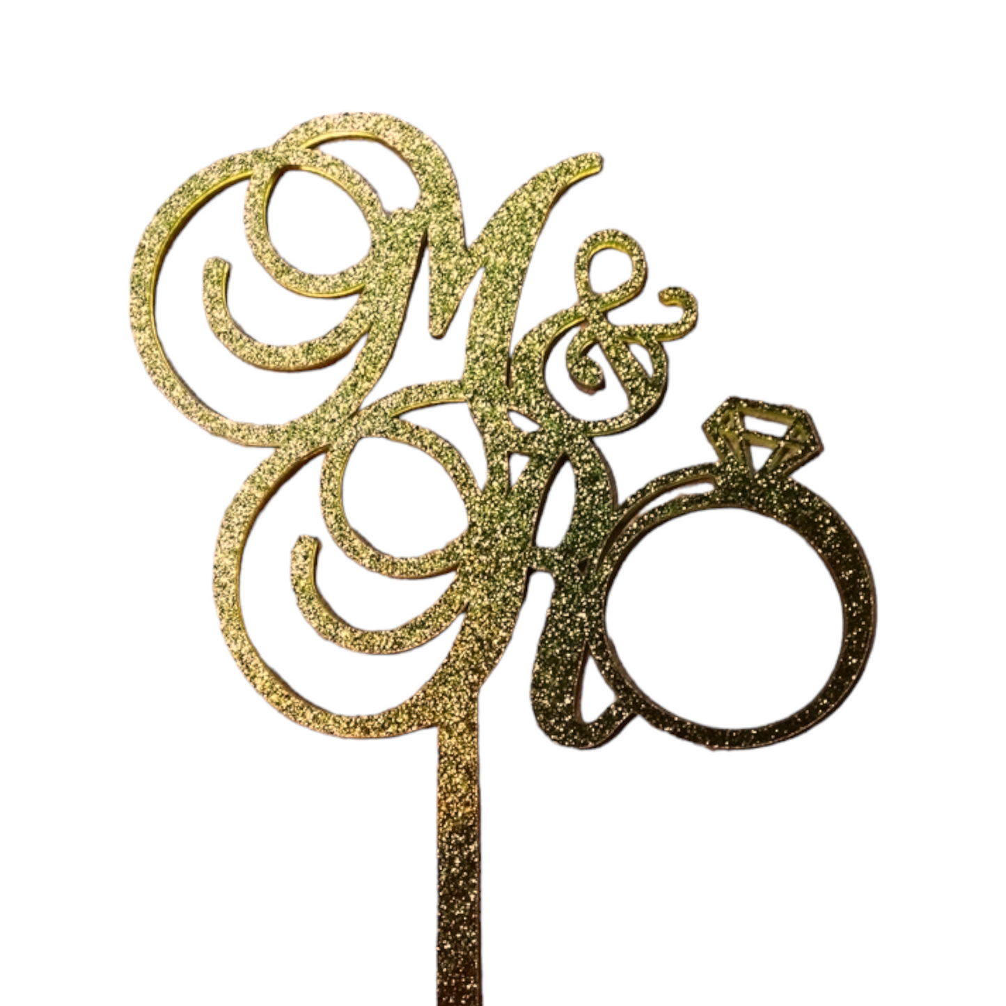 Glittery acrylic topper (gold) "Initials with ring"