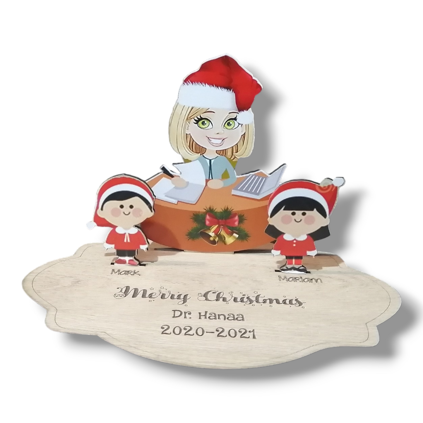 Teacher 3D Wooden Christmas table top stand