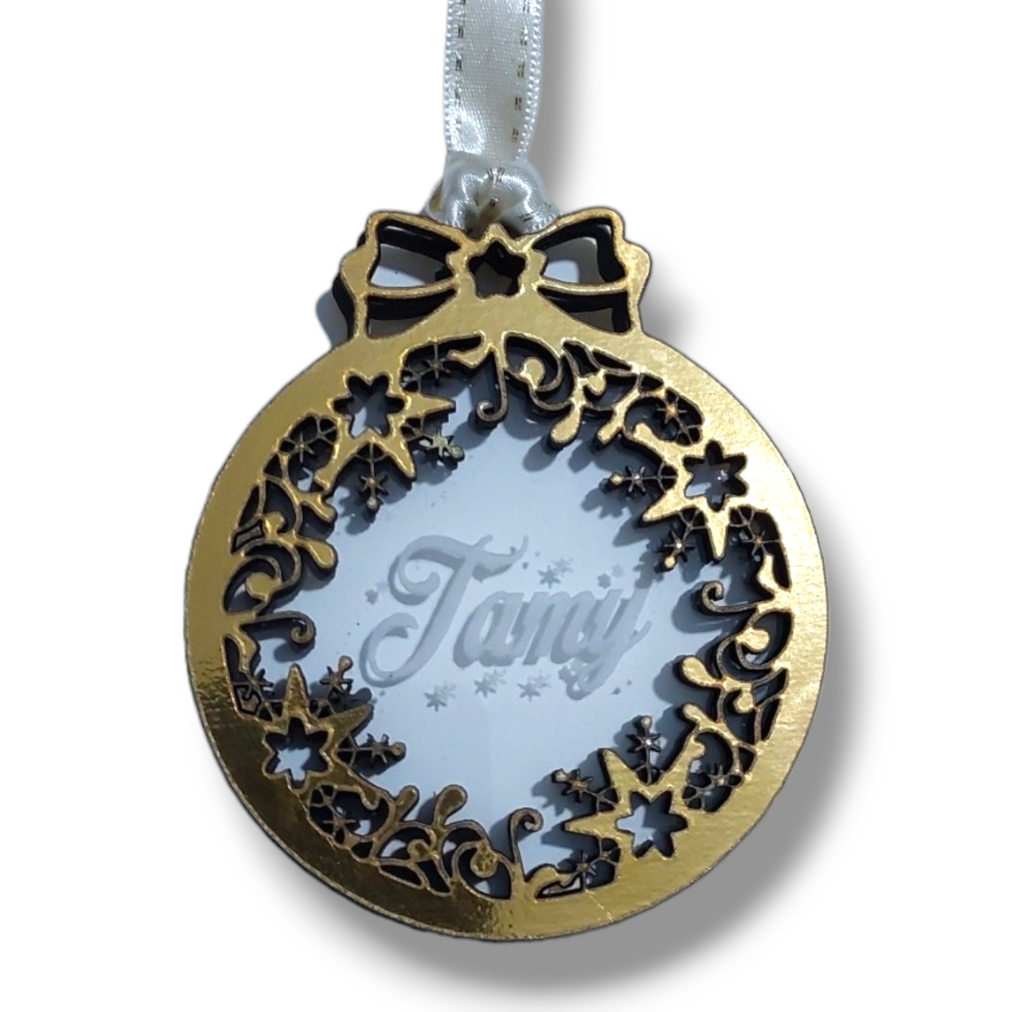 Ornament: Personalized Christmas wood and acrylic ornament