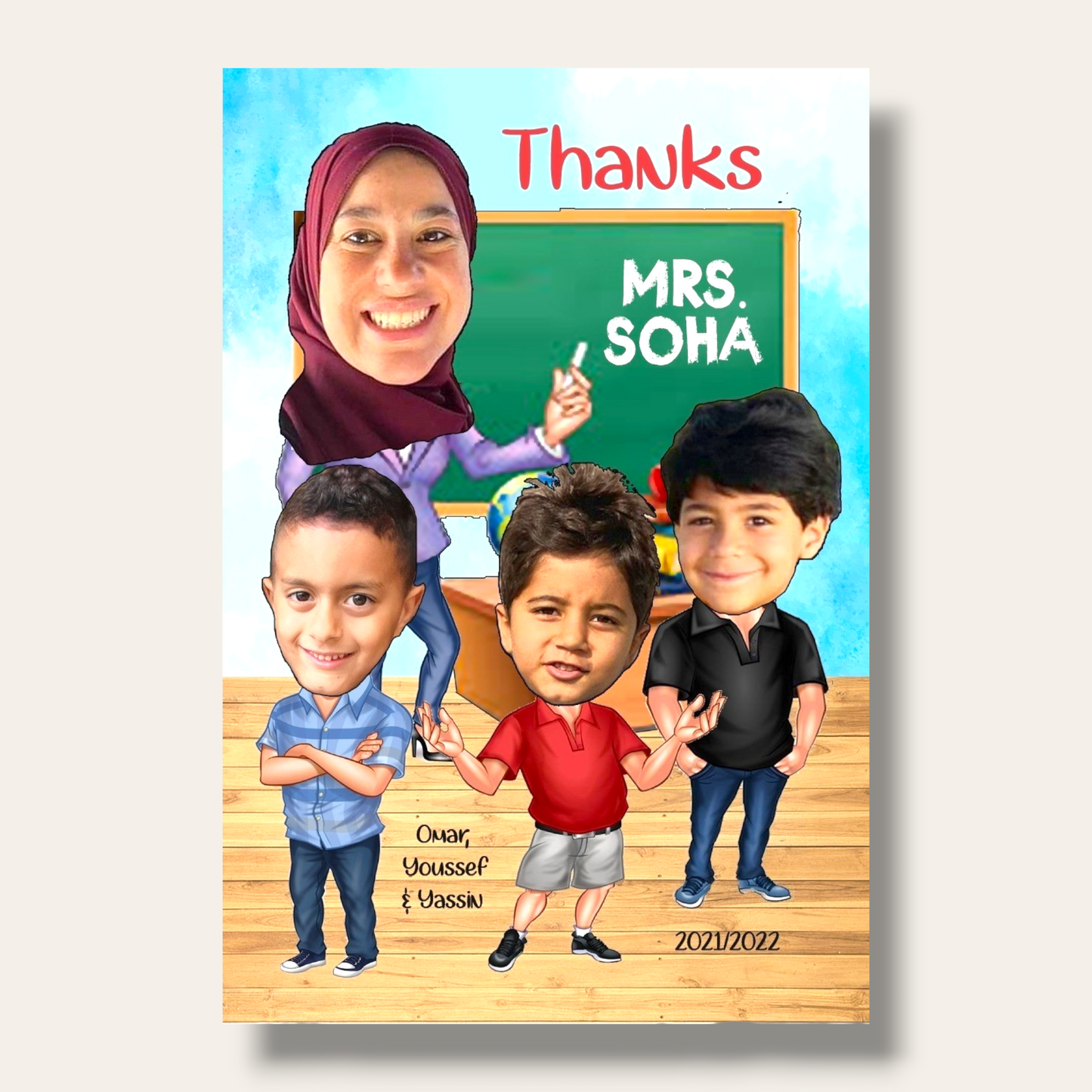 Caricature Teacher wooden board