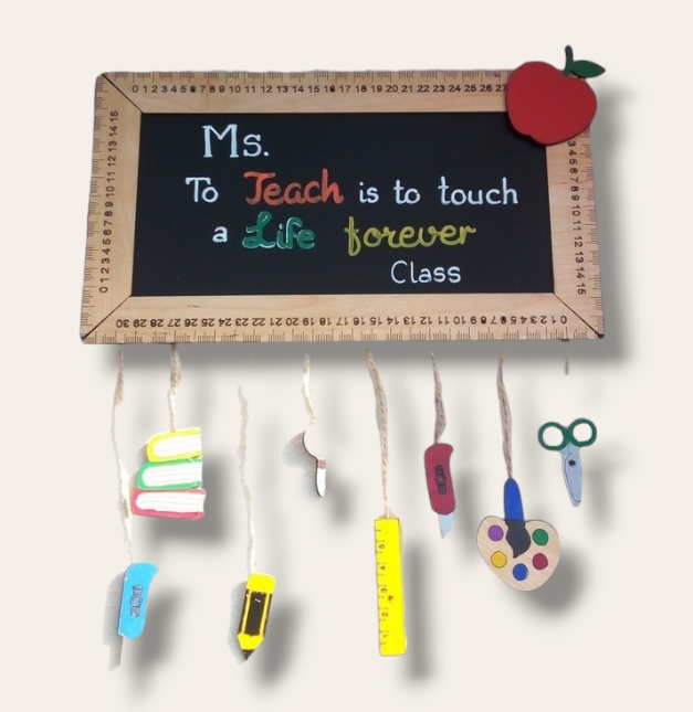 Black board teacher sign