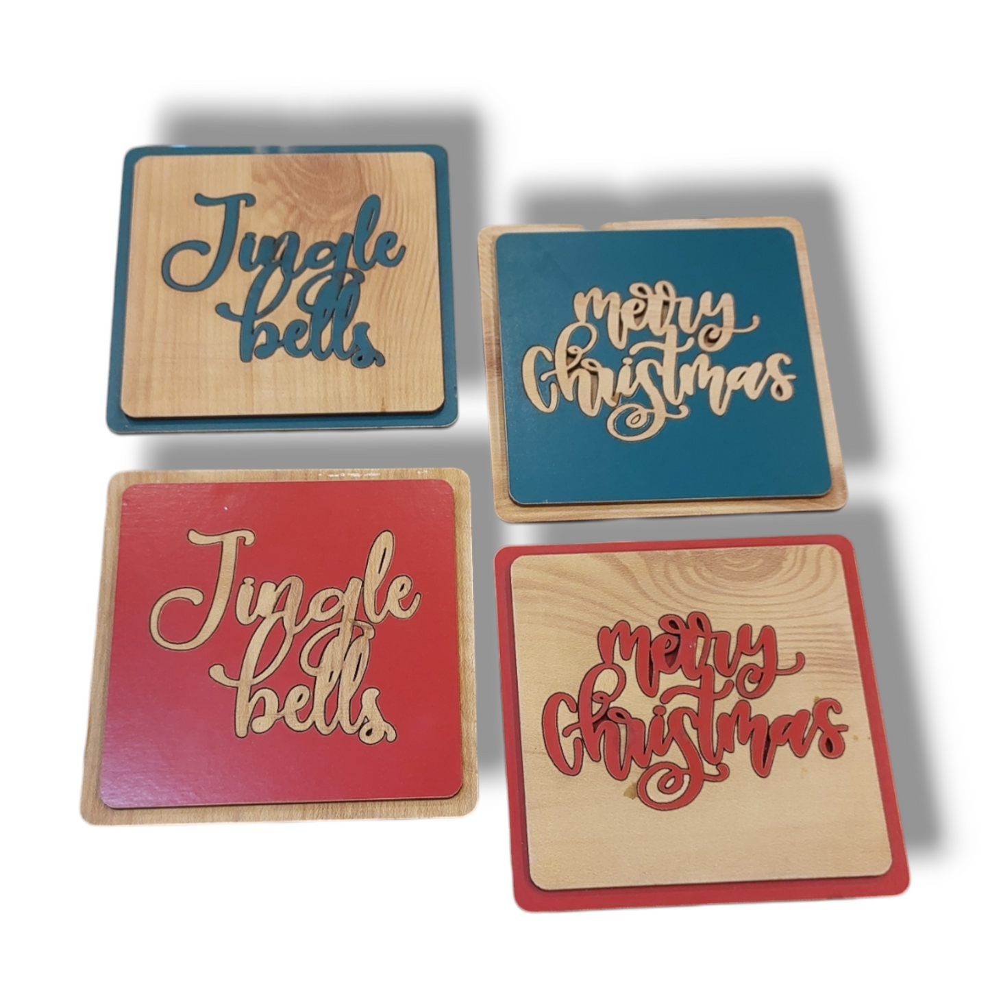 Coaster: Wooden Layered Christmas coaster set