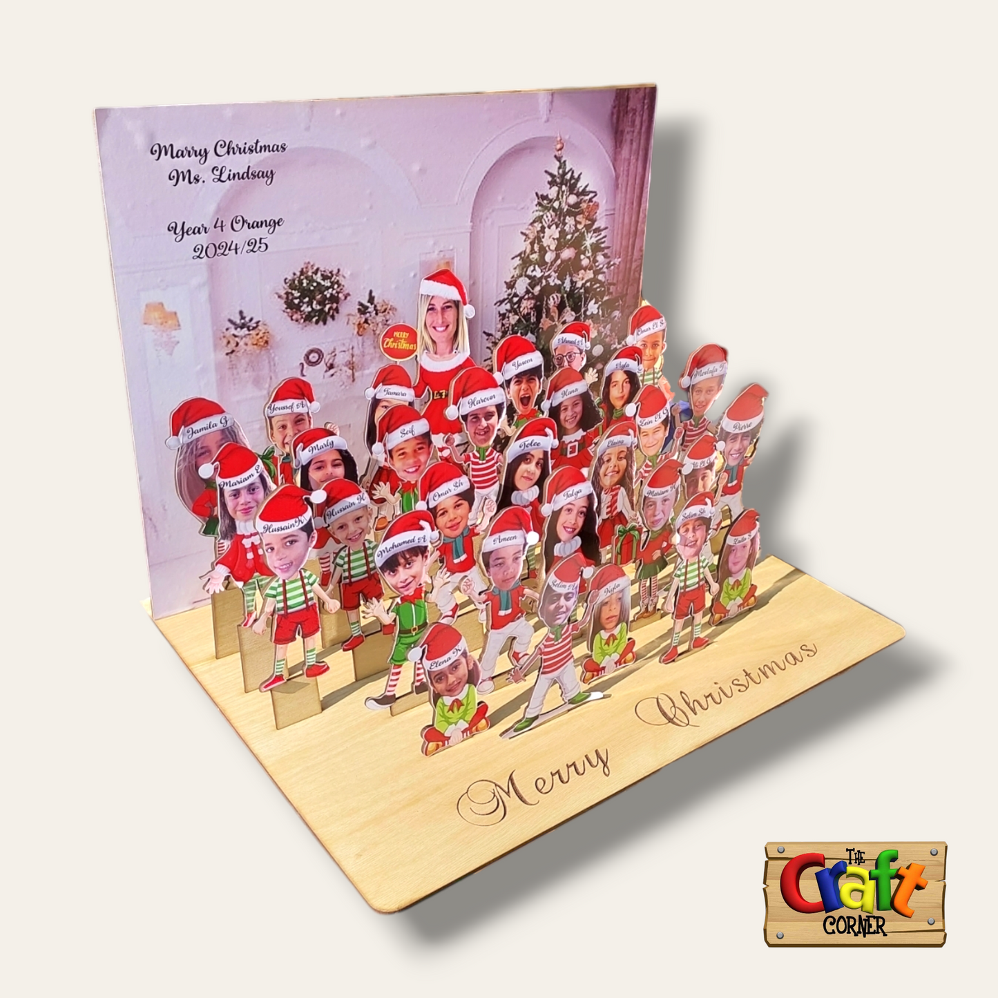3D Class caricature wooden stand (Christmas themed)