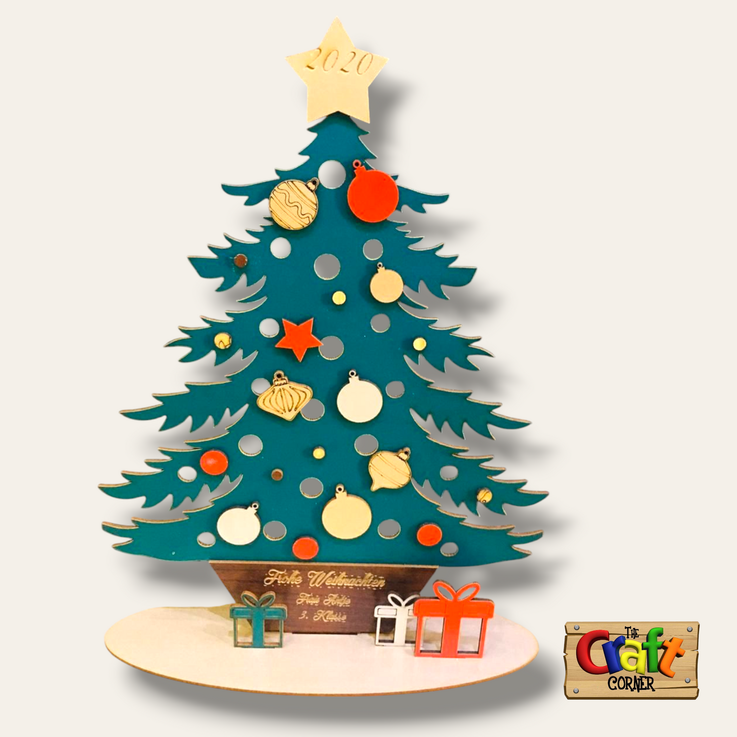 Christmas tree: Personalized 2D wooden table top Christmas tree