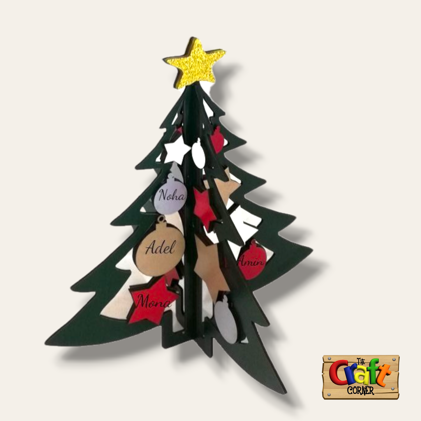 Christmas tree: Personalized 3D wooden tabletop
