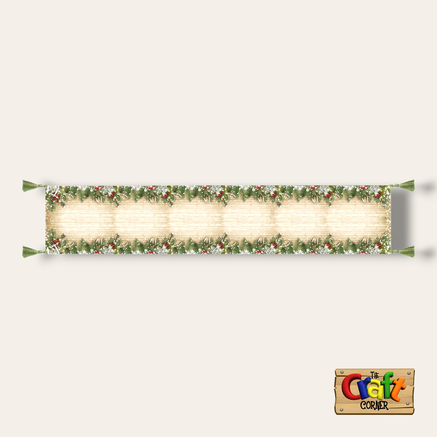 Table runner: Canvas printed Christmas table runner (beige)