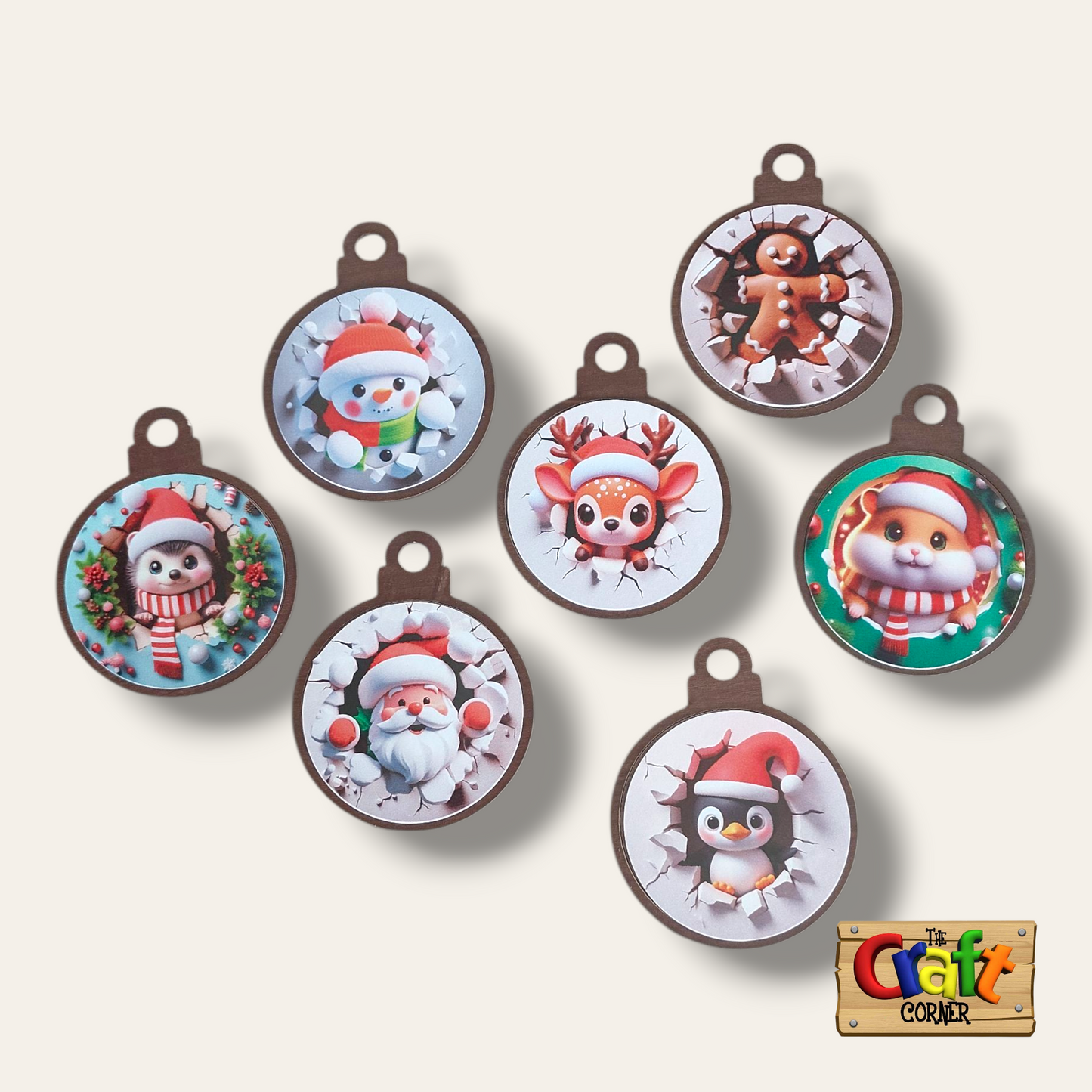 Ornament: Peek-a-boo double sided (Santa)