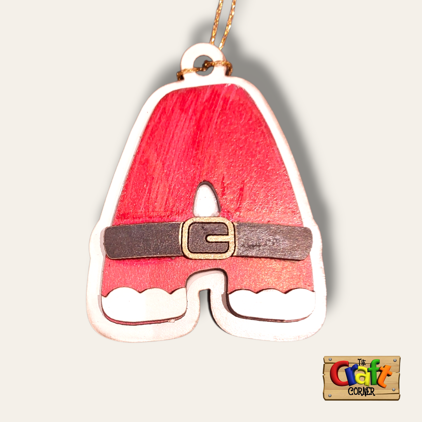 Ornament: Personalized wooden initial ornament (santa suit)