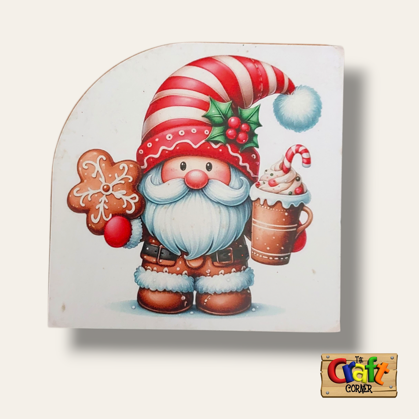 Coaster: Wooden 2D printed Christmas coaster set (Santas 4)