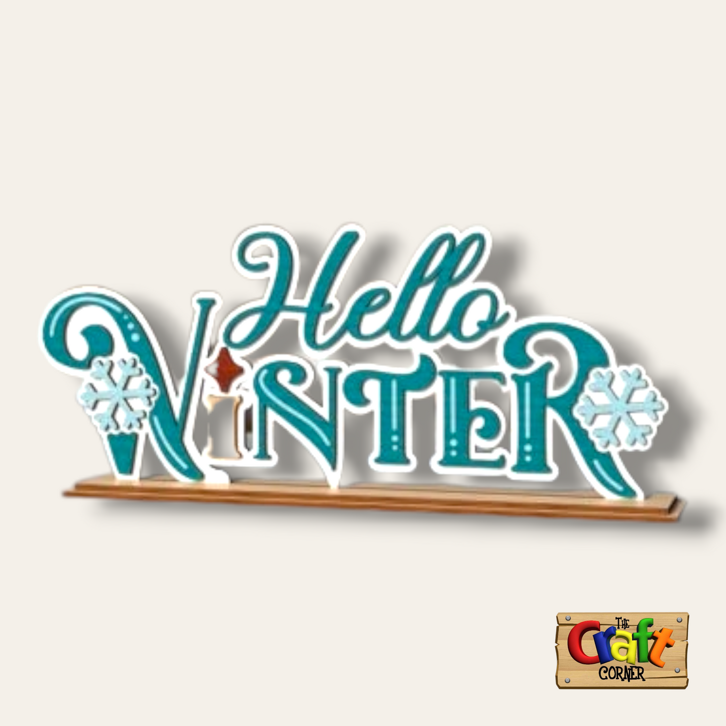 Wooden Layered "Hello Winter" stand