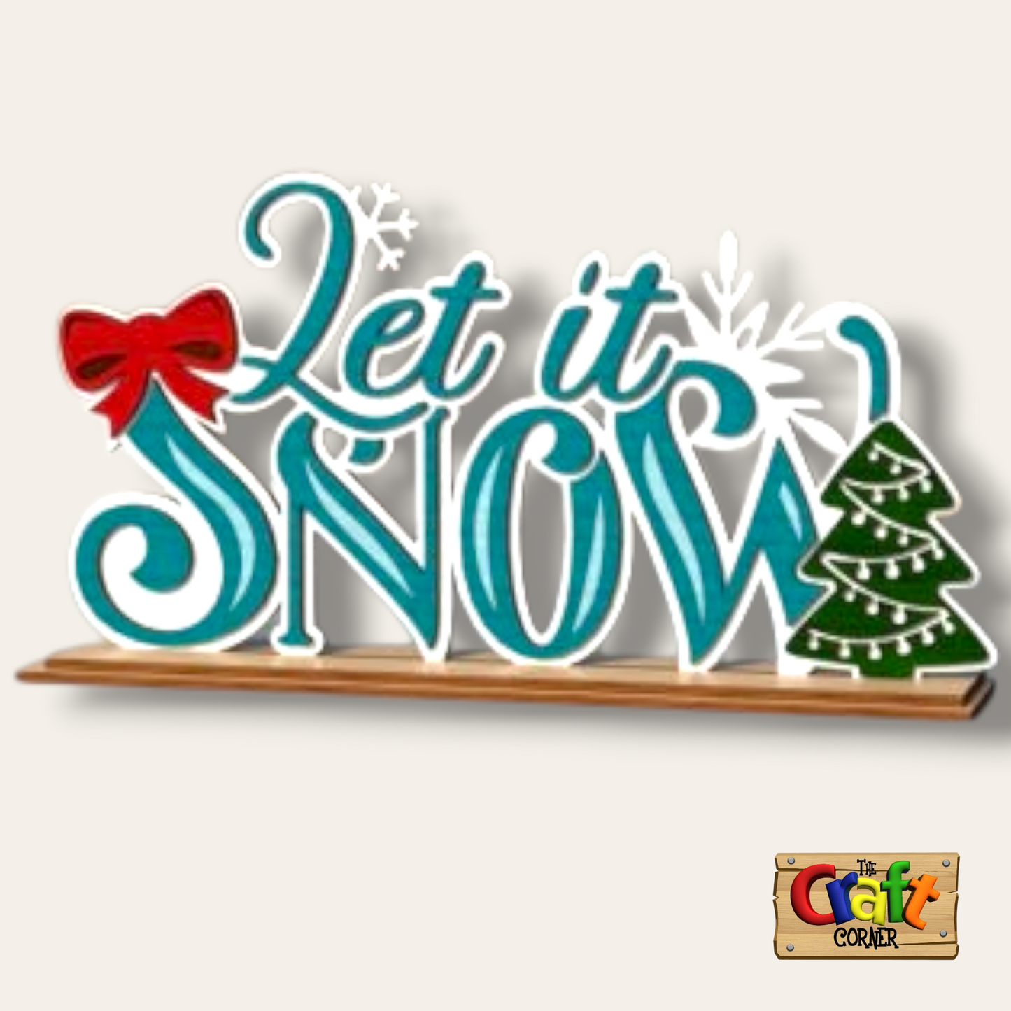 Wooden Layered "Let it Snow" stand