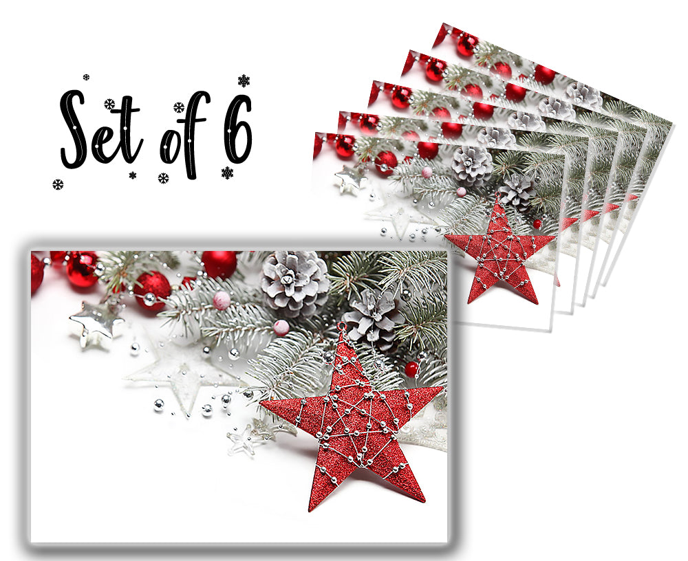 Canvas Printed tablemats (Set of 6).. White Christmas