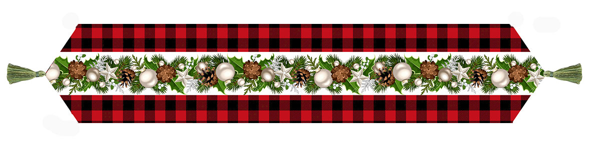 Canvas printed Christmas table runner (plaid)