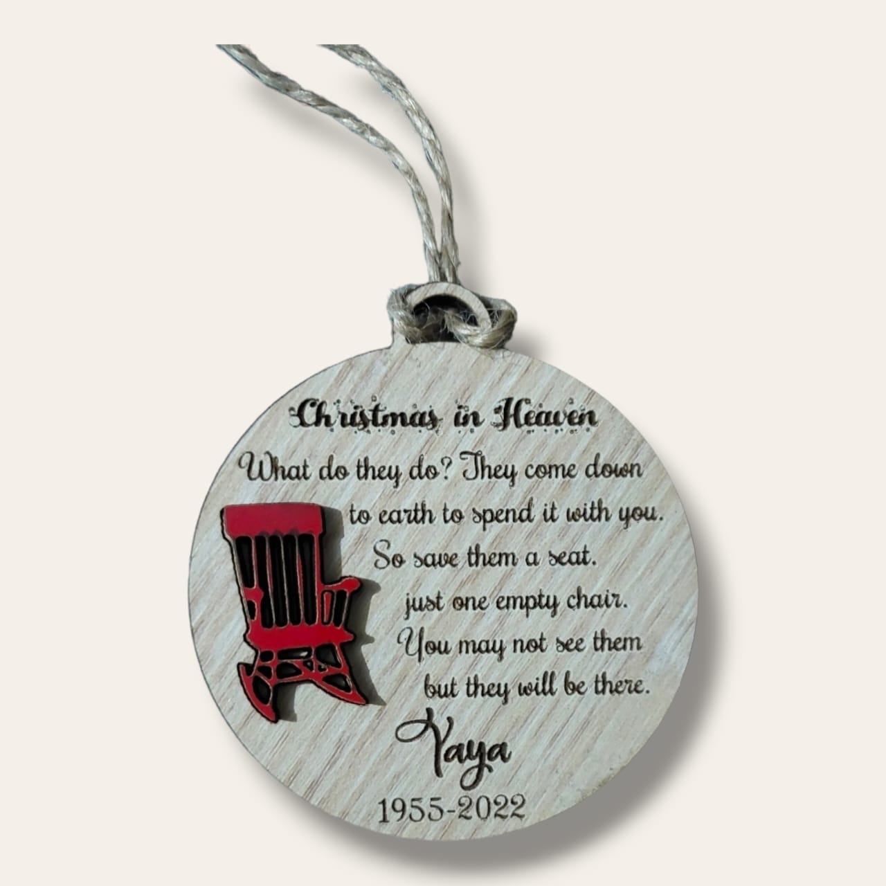 Ornament: Wooden empty Christmas chair ornament