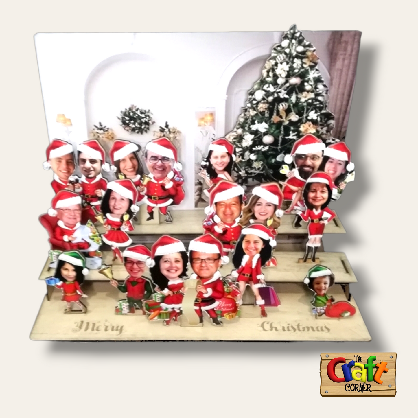 3D family caricature wooden stand (Christmas themed)