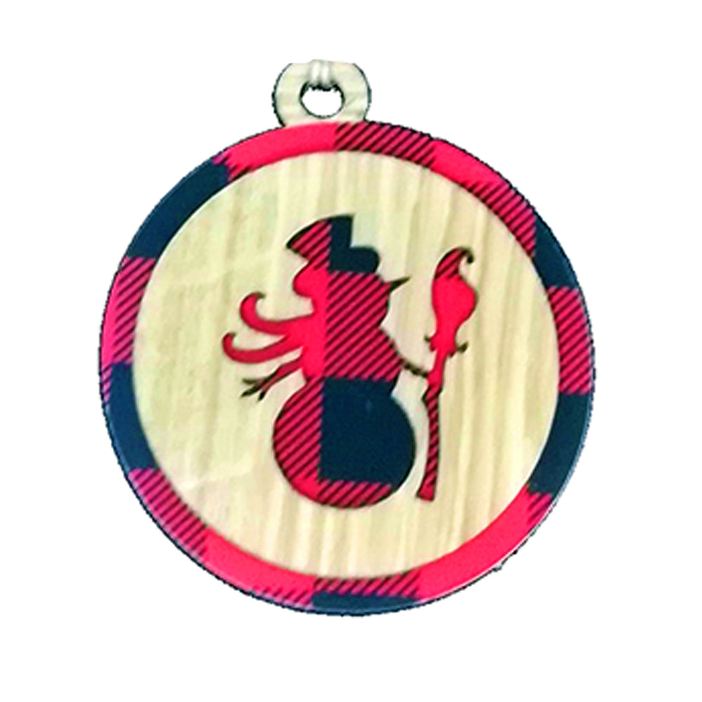 Ornament: Wooden buffalo plaid ornament