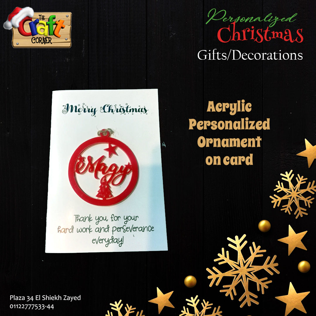 Personalized Acrylic ornament on card