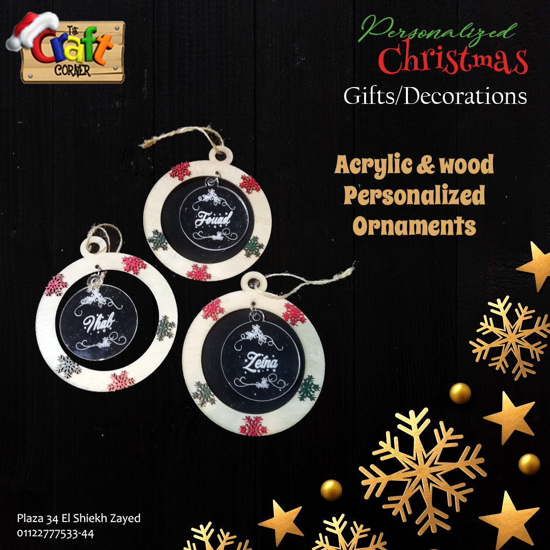 Personalized Wooden and Acrylic ornament