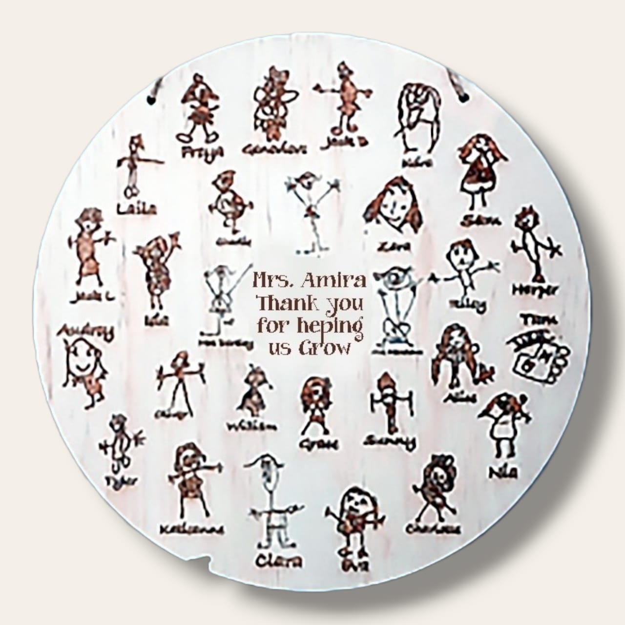 Engraved hand-drawn wooden board for teacher