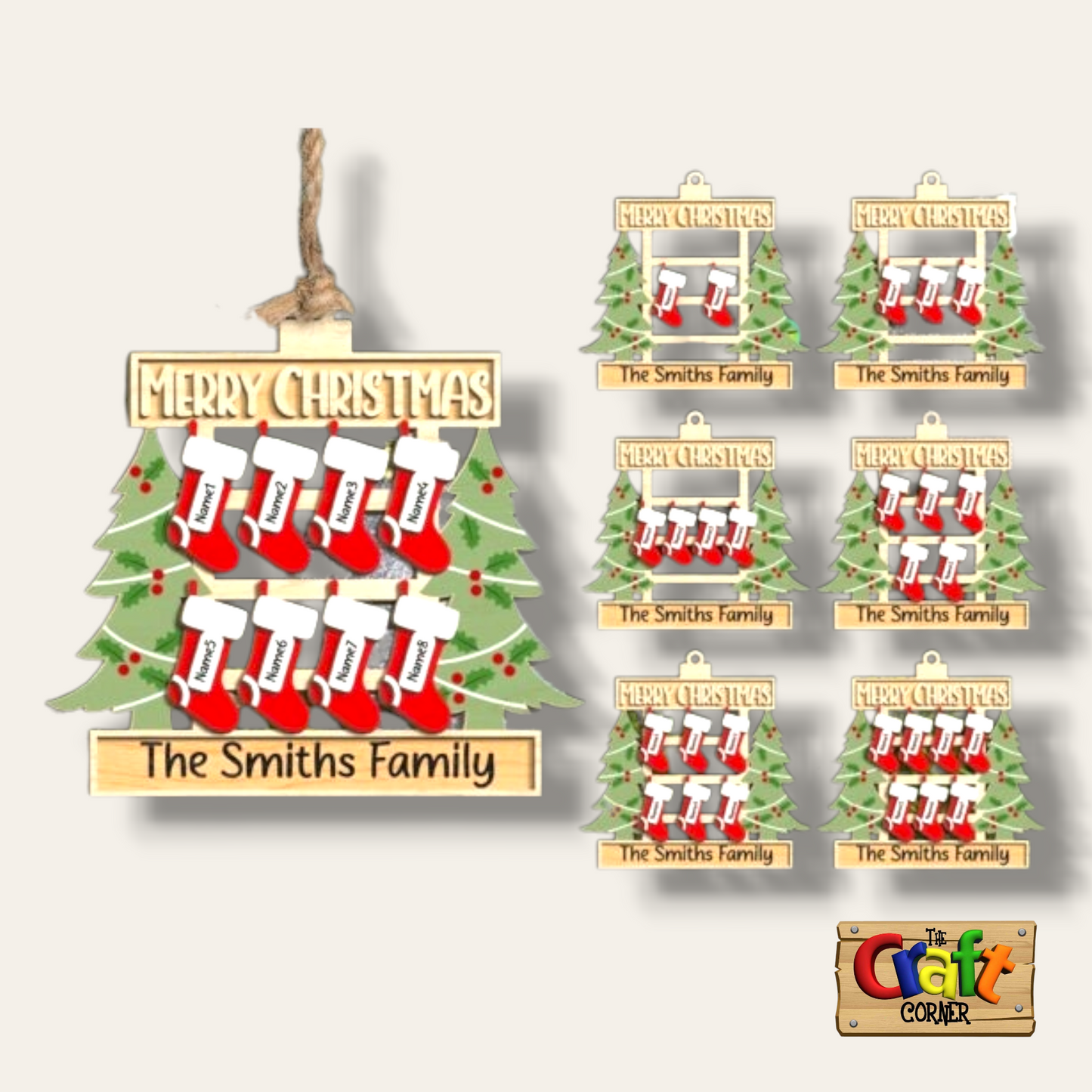 Ornament/Wall decor: Family personalized Stockings ornament
