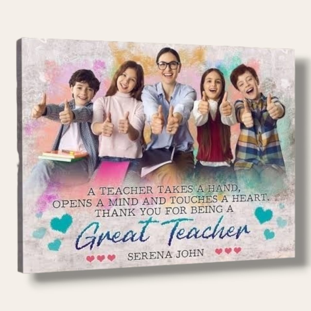 Personalized message Teacher printed poster with pictures