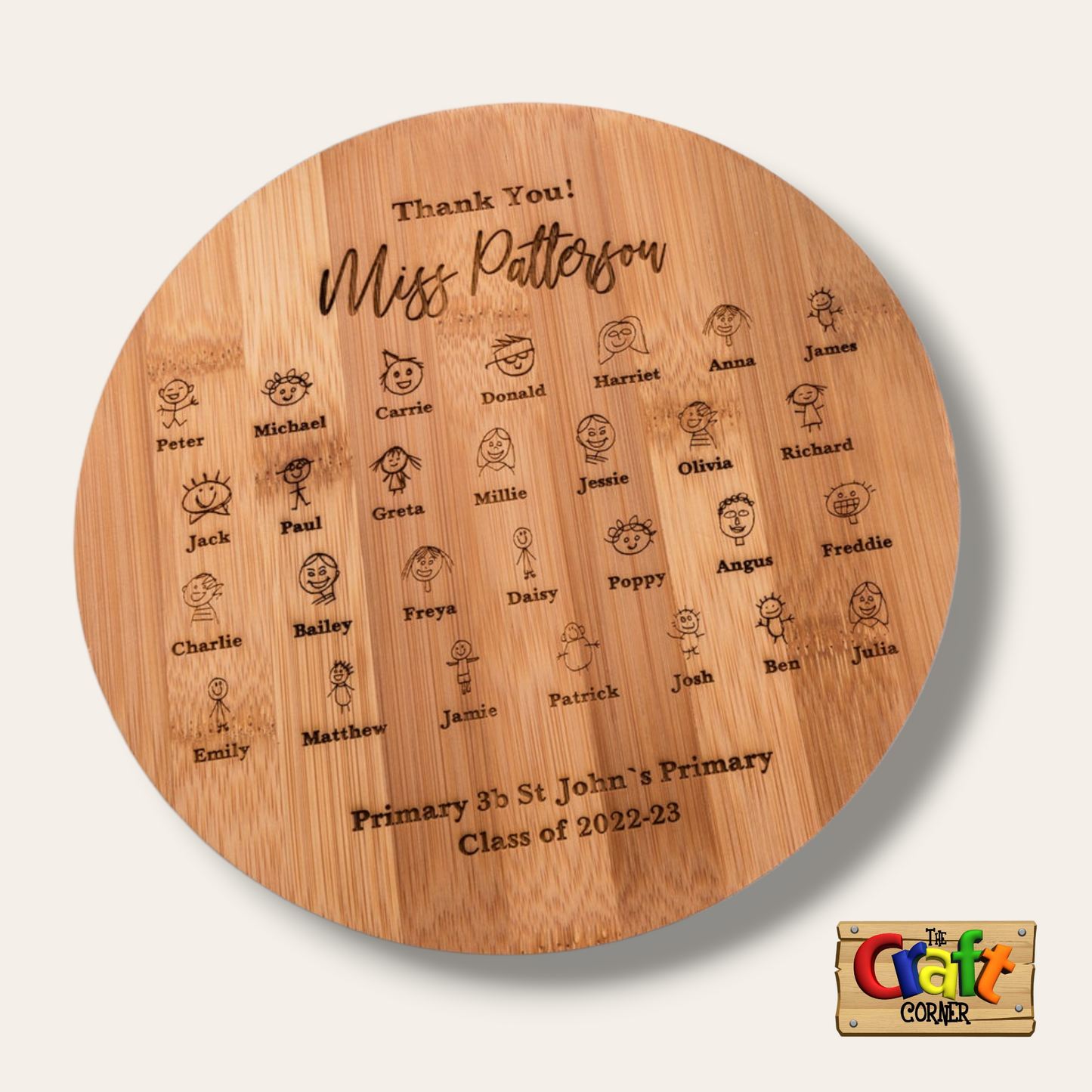 Board: Engraved hand-drawn wooden board for teacher 2