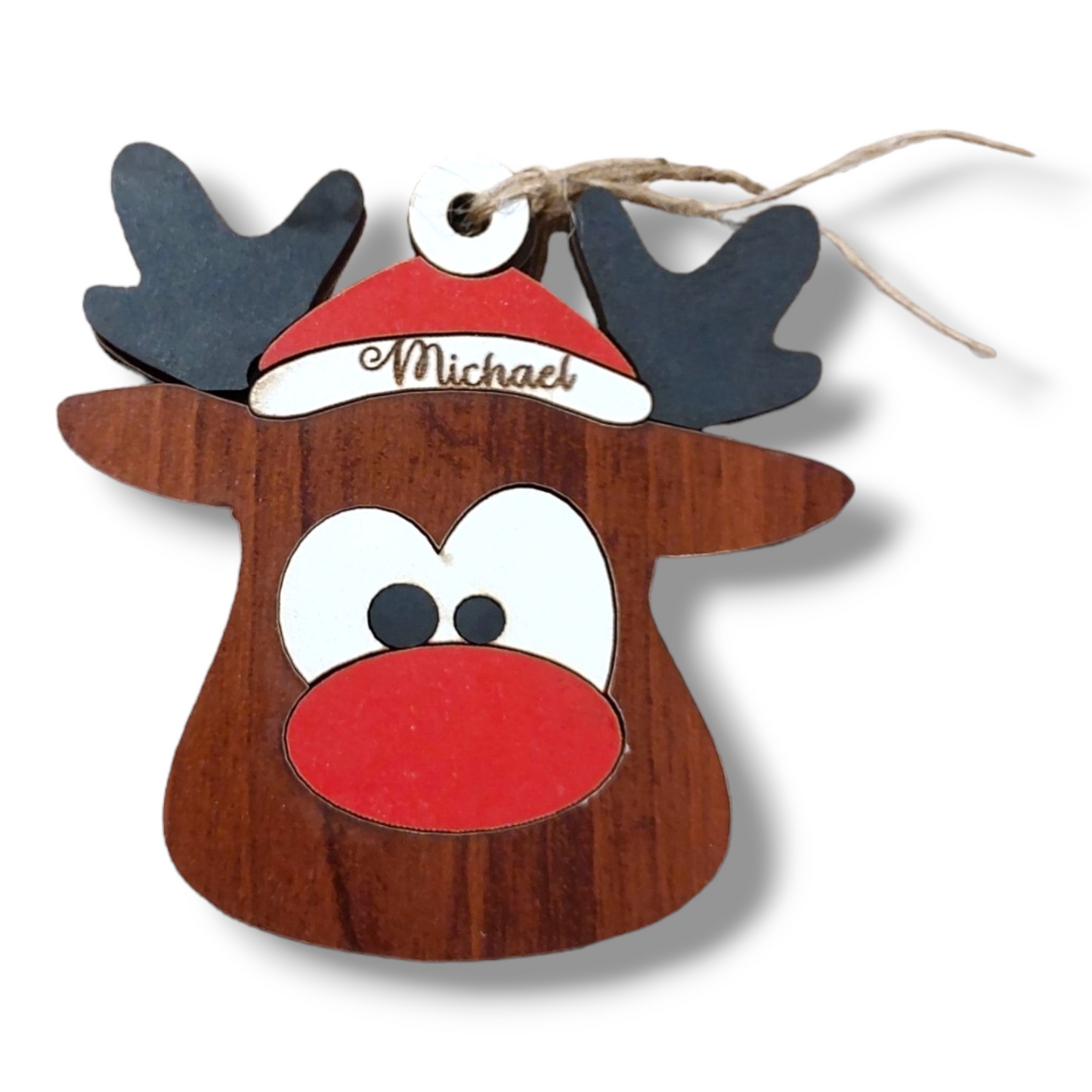 Ornament: Wooden personalized Reindeer ornament