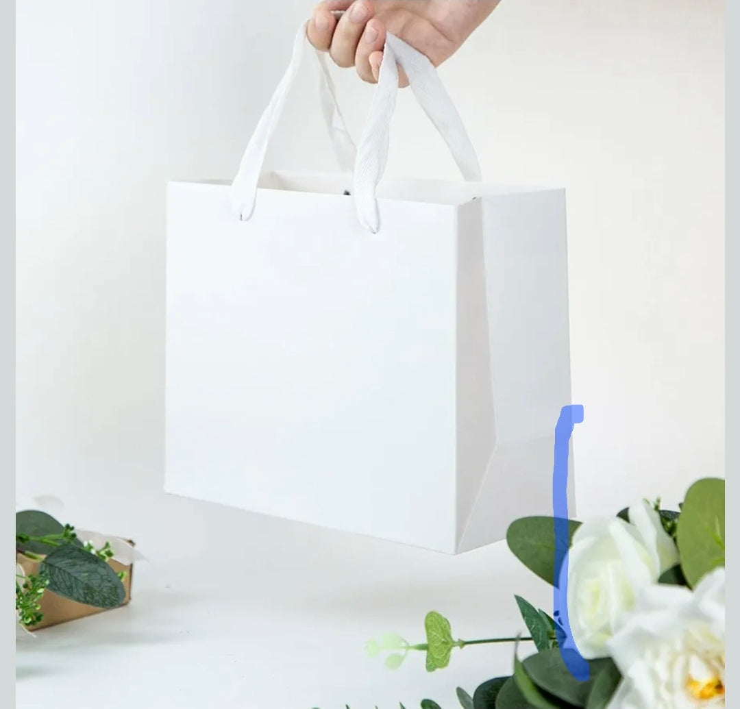 White Kraft Paper Gift Bags with Handles
