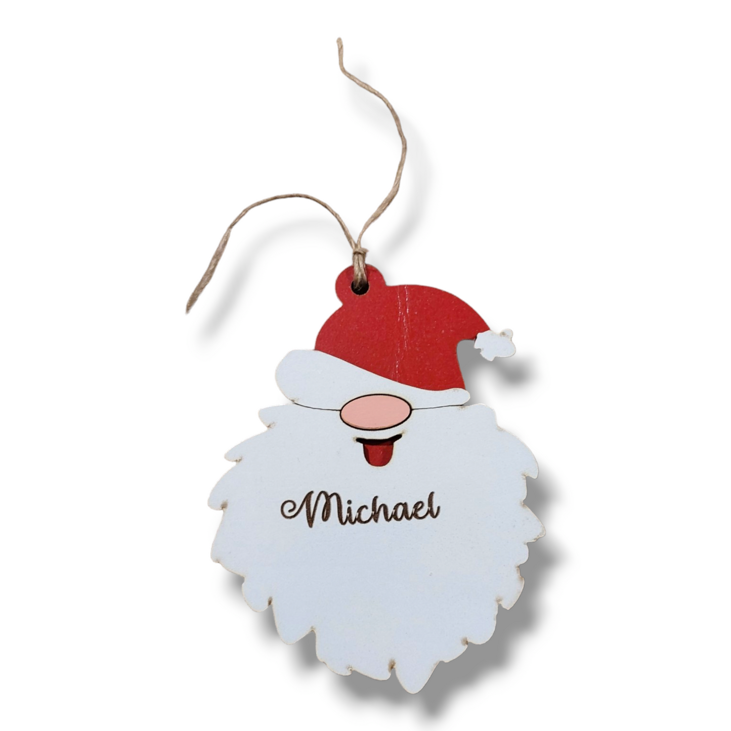 Ornament: Wooden personalized Santa ornament