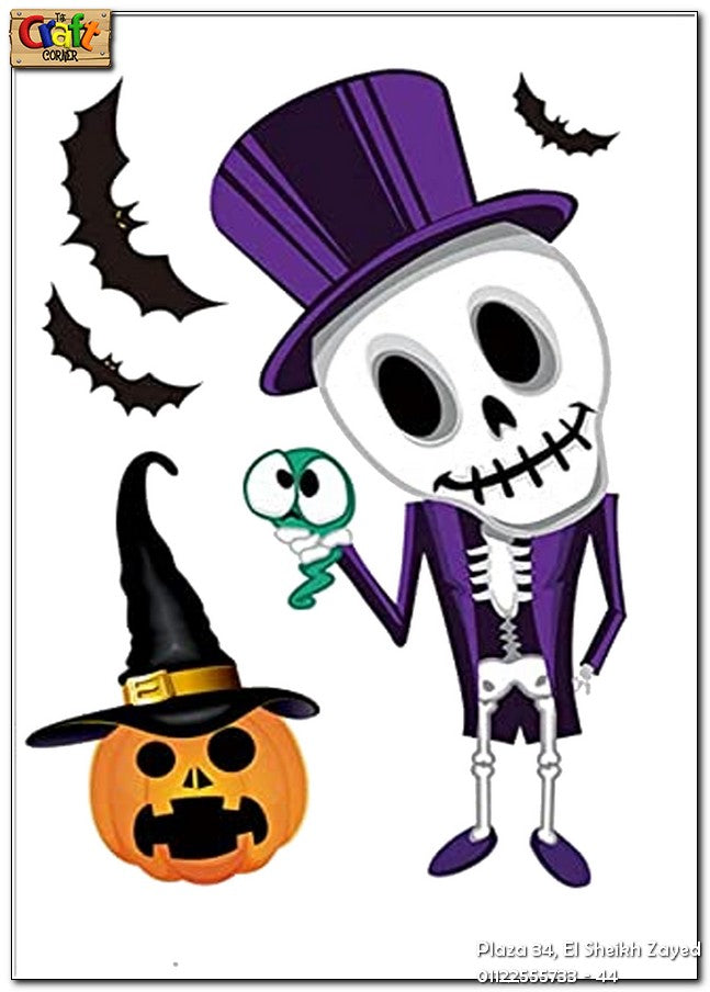 Halloween stickers (purple skeleton & pumpkin)