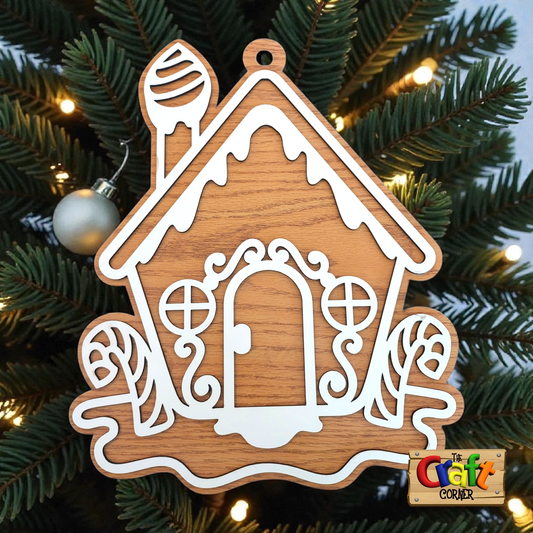 Ornament: Personalized layered gingerbread house ornament 2