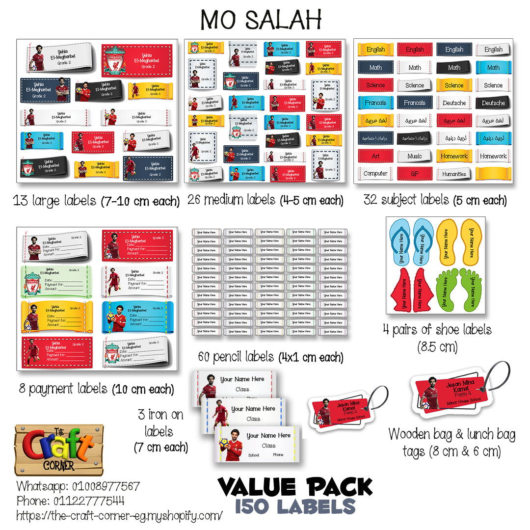 ""Mo Salah" School labels packs